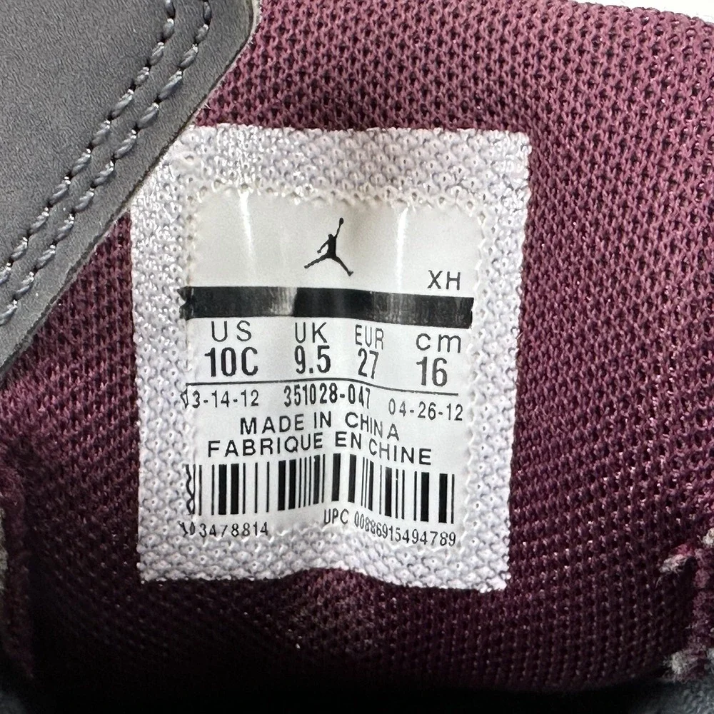 Nike‎ Air Jordan 1 Flight Toddler Size 10C 351028-047 Gray Purple Shoes